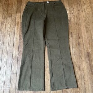 Vtg Newport News Womens Flare Olive Green Cotton Utility Trouser Pants Size 16W